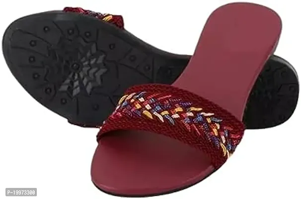 Elegant Maroon PU Sandals For Women