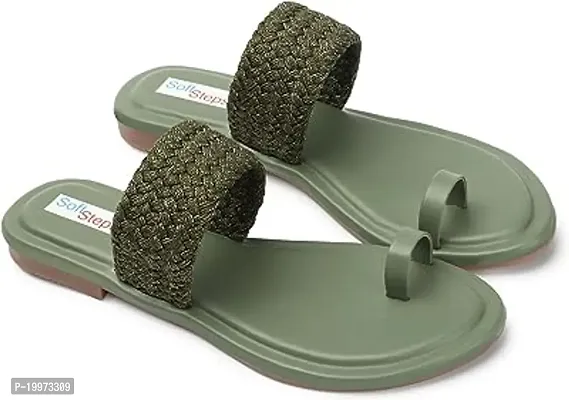 Elegant Green PU Sandals For Women-thumb0
