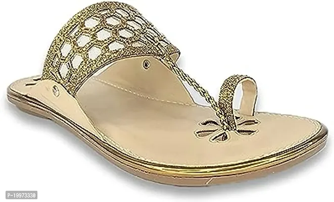 Elegant Golden PU Sandals For Women-thumb0