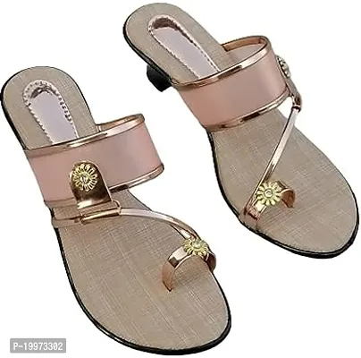 Elegant Golden PU Sandals For Women
