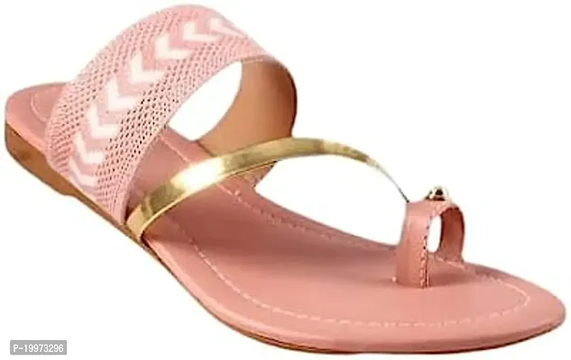 Elegant Peach PU Sandals For Women-thumb0