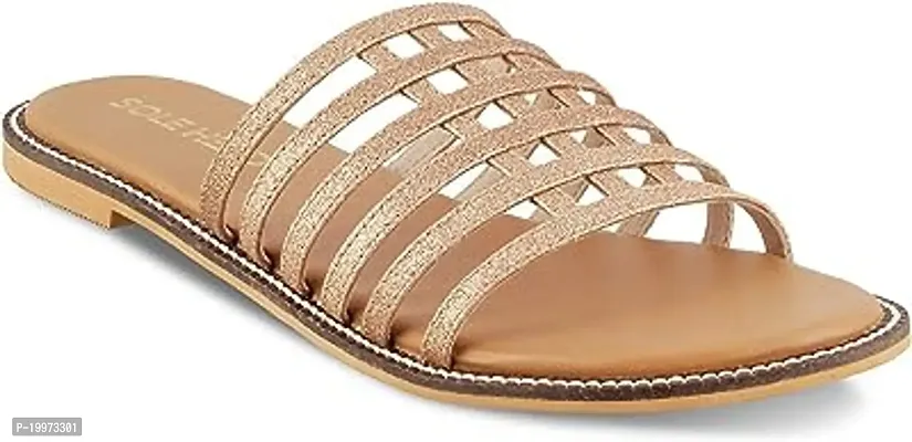Elegant Copper PU Sandals For Women