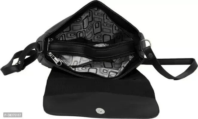 Stylish Black Artificial Leather Self Pattern Sling Bags For Women-thumb4