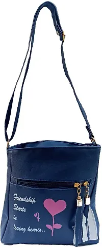 Stylish Blue Artificial Leather Self Pattern Sling Bags For Women-thumb2