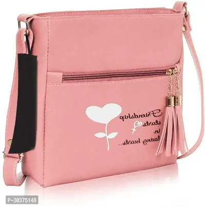 Stylish Pink Artificial Leather Self Pattern Sling Bags For Women-thumb2