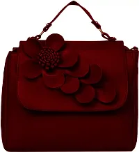 Stylish Maroon Artificial Leather Self Pattern Sling Bags For Women-thumb2