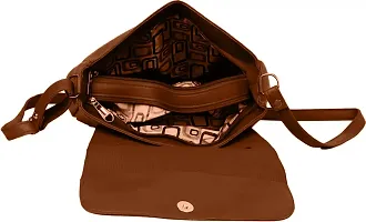 Stylish Tan Artificial Leather Self Pattern Sling Bags For Women-thumb3