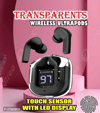 Ultrapod Bluetooth Earbuds Headset Crystal Transparent Design,LED Display P95
