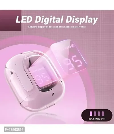 Ultrapod Bluetooth Earbuds Headset Crystal Transparent Design,LED Display W45-thumb5