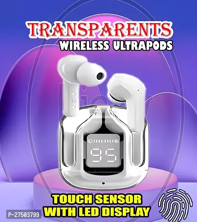 Ultrapod Bluetooth Earbuds Headset Crystal Transparent Design,LED Display GR84