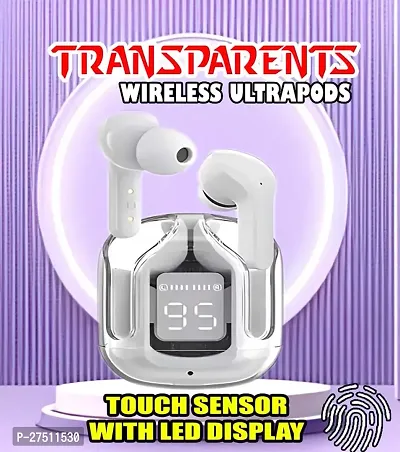 Ultrapod Bluetooth Earbuds Headset Crystal Transparent Design,LED Display P6