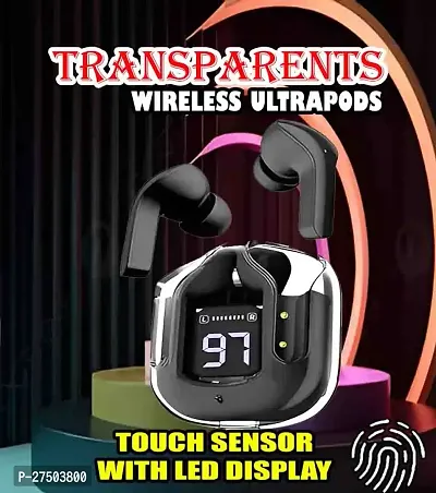 Ultrapod Bluetooth Earbuds Headset Crystal Transparent Design,LED Display P85