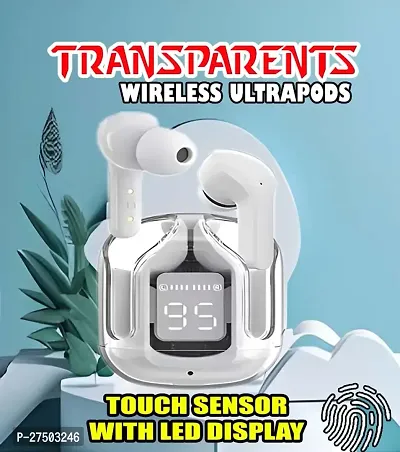 Ultrapod Bluetooth Earbuds Headset Crystal Transparent Design,LED Display GR20