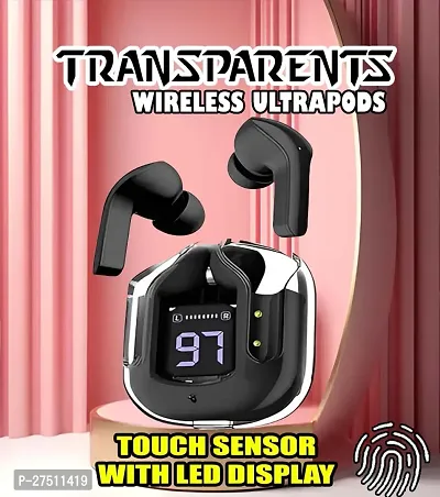 Ultrapod Bluetooth Earbuds Headset Crystal Transparent Design,LED Display BK48