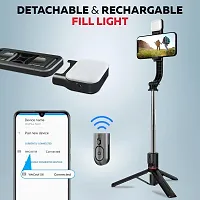 Selfie Stick with Detachable Light 6 shades 3 Colors and 2 Tones 7 Section Telescopic Pole upto 113cm for Wide Angle Photo Shoot Reinforced Selfie Stick-thumb2