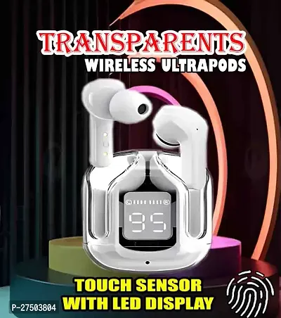 Ultrapod Bluetooth Earbuds Headset Crystal Transparent Design,LED Display GR85