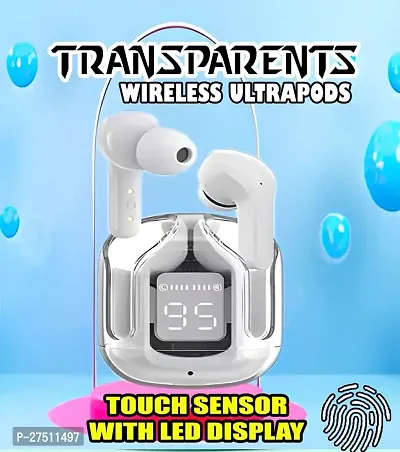 Ultrapod Bluetooth Earbuds Headset Crystal Transparent Design,LED Display BU54