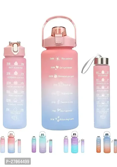 Water Bottle 3 Pieces Combo Motivational Unbreakable Leakproof BPA freeNon-toxic Sipper Bottle For Day-to-Day Routine | With Time Marker, Funny Stickers, Straw  Handle (2L+900ml+280ml)