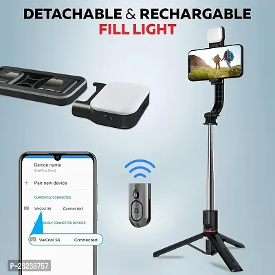 Selfie Stick with Detachable Light 6 shades 3 Colors and 2 Tones 7 Section Telescopic Pole upto 113cm for Wide Angle Photo Shoot Reinforced Selfie Stick-thumb3