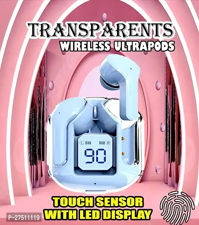 Ultrapod Bluetooth Earbuds Headset Crystal Transparent Design,LED Display GR24-thumb0