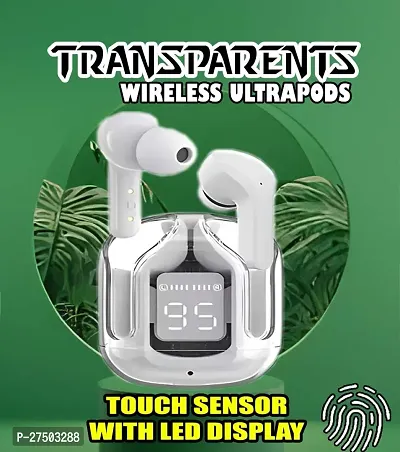 Ultrapod Bluetooth Earbuds Headset Crystal Transparent Design,LED Display GR25