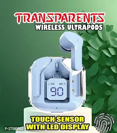Ultrapod Bluetooth Earbuds Headset Crystal Transparent Design,LED Display P15
