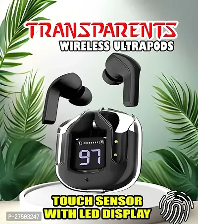 Ultrapod Bluetooth Earbuds Headset Crystal Transparent Design,LED Display P21