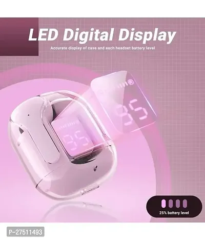 Ultrapod Bluetooth Earbuds Headset Crystal Transparent Design,LED Display W5-thumb3