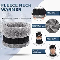 Woolen Winter Beanie Cap  Muffler for Kids,Mens  WomenSnow Proof Inside Fur Wool Unisex Beanie Cap with Neck Warmer Set Knit Hat Thick Fleece Lined Winter Hat-thumb4