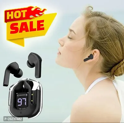 Earbuds ultrapods TWS Display Transparent True Wireless Bluetooth 5.3 Earphones enc hd bass Noise Cancelling Headphones Sweat-Proof in-Ear Headset Built-in mic (Black)