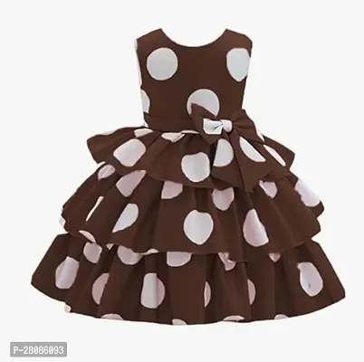 Stylish Brown Satin Blend Printed Frocks For Girls