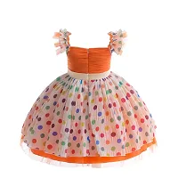 Beautiful Georgette Polka Dot Printed Sleeveless Baby Frock-thumb3