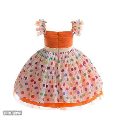 Beautiful Georgette Polka Dot Printed Sleeveless Baby Frock-thumb4