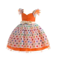 Beautiful Georgette Polka Dot Printed Sleeveless Baby Frock-thumb4