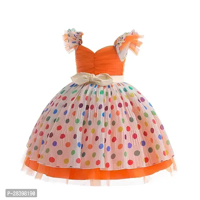 Beautiful Georgette Polka Dot Printed Sleeveless Baby Frock-thumb5