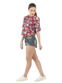 LAYA Women's Regular Fit Printed Top - (XO-2EUG-SZ69_Maroon_XL)-thumb3