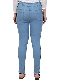 Coutume Collectionss Side Striped Light Blue Jogger Jeans for Women (L, Blue, s)-thumb3