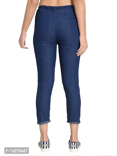 Coutume Collections Washed Bottom Pearl Blue Jogger Jeans for Women (L, Blue, s)-thumb2