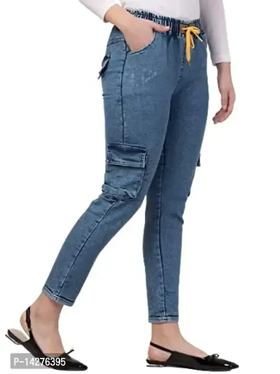 Coutume Collections Premium Blue Cargo Jeans for Women (XL, Blue, s)-thumb2