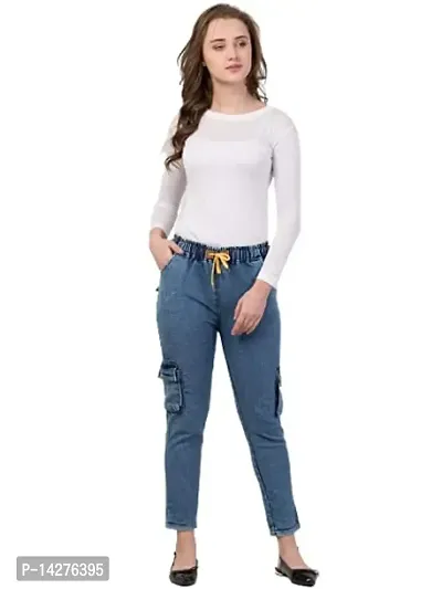 Coutume Collections Premium Blue Cargo Jeans for Women (XL, Blue, s)-thumb0