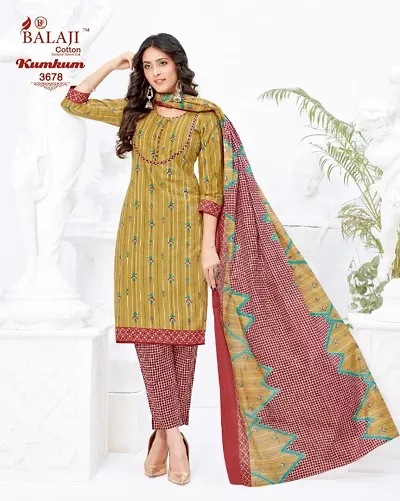 Attractive Cotton Printed Dress Material With Dupatta