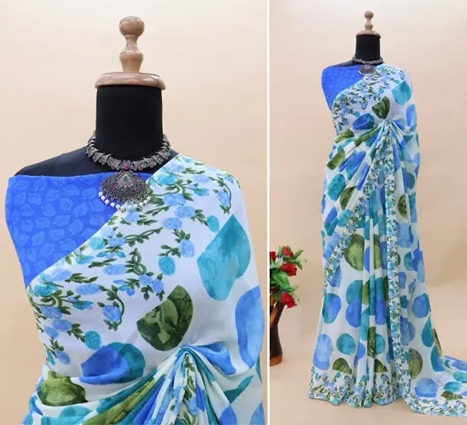 Dailywear Printed Georgette Sarees with Running Blouse