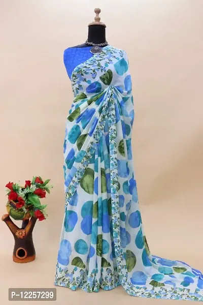 Womens Dailywear Printed Georgette Saree with Running Blouse-thumb3