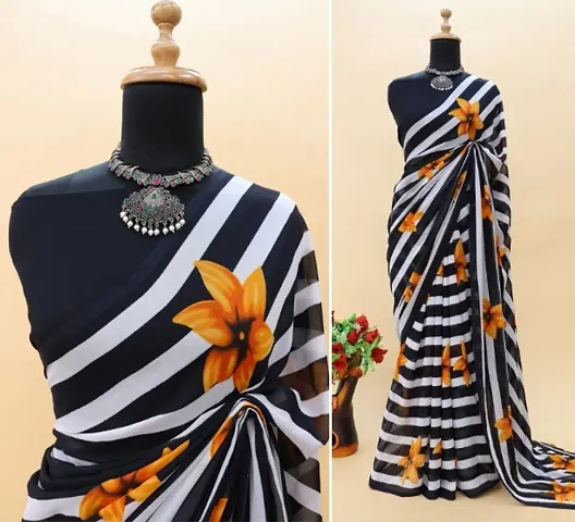 Dailywear Printed Georgette Sarees with Running Blouse