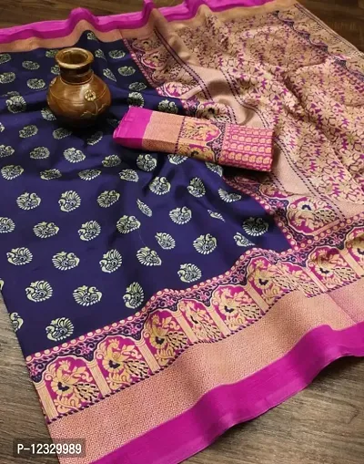 Womens Art Silk Printed Saree with Running Blouse-thumb0