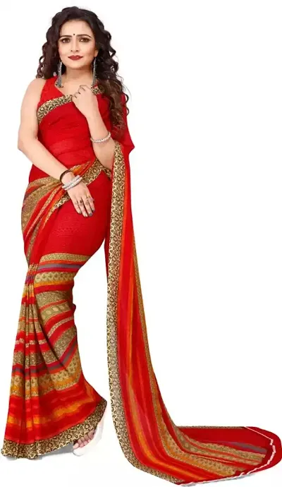 Georgette Printed Sarees with Running Blouse