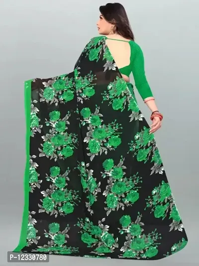 Womens Floral Printed Georgette Saree with Running Blouse-thumb3