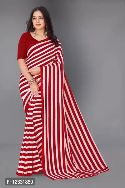Womens Stripe Printed Georgette Saree with Running Blouse-thumb0