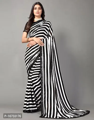 Zebra Lace Printed Georgette Saree with Running Blouse-thumb0