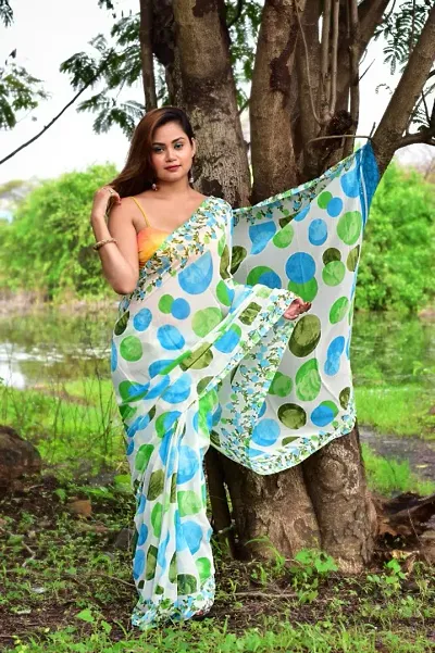 Weightless Georgette Printed Sarees with Blouse Piece